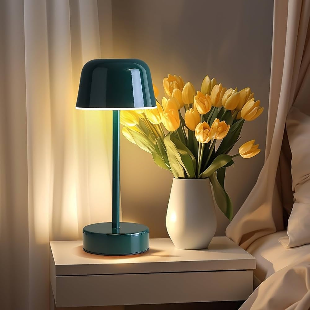 Touch-Controlled Cordless Table Lamp in Polished Iron Finish