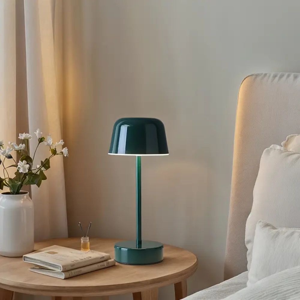 Touch-Controlled Cordless Table Lamp in Polished Iron Finish