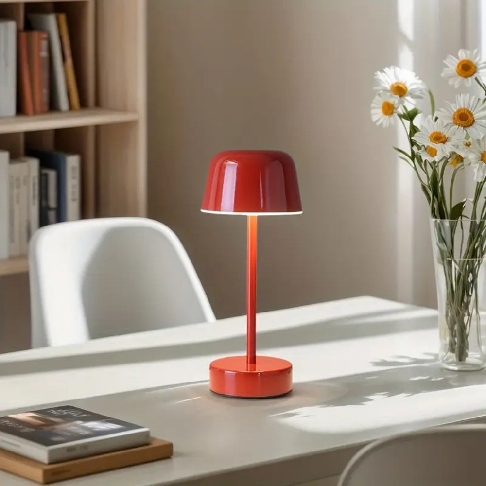 Touch-Controlled Cordless Table Lamp in Polished Iron Finish