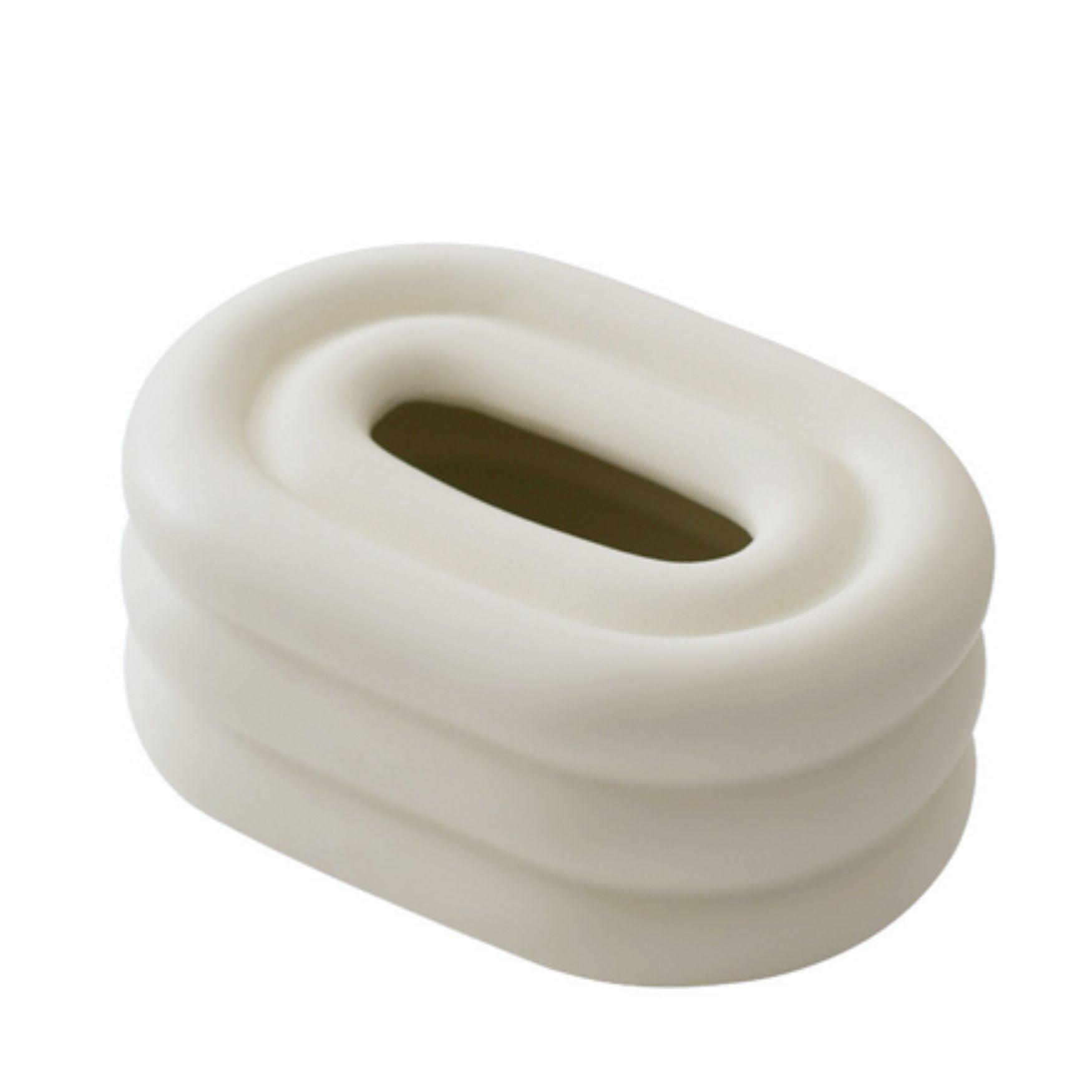Ceramic Tissue Box Holder with Elegant Wind Ring Design