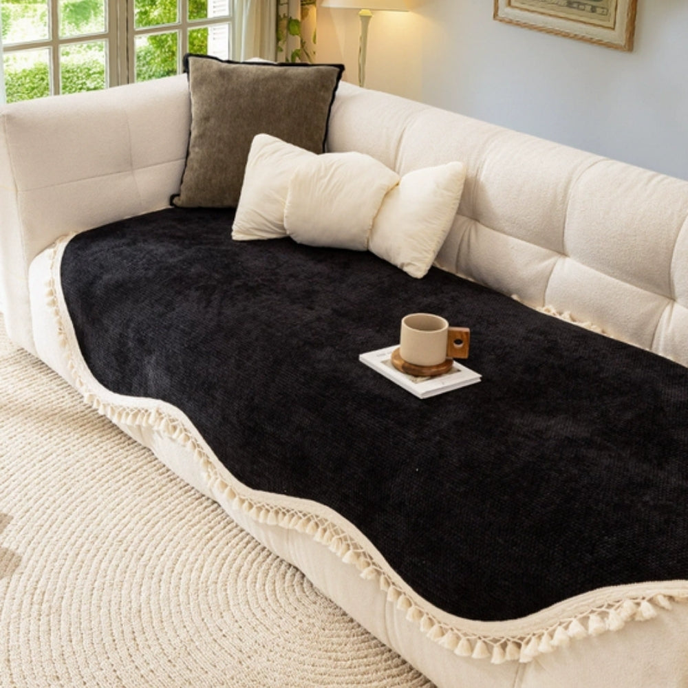 Reversible Non-Slip Chenille Sofa Cover with Woven Texture