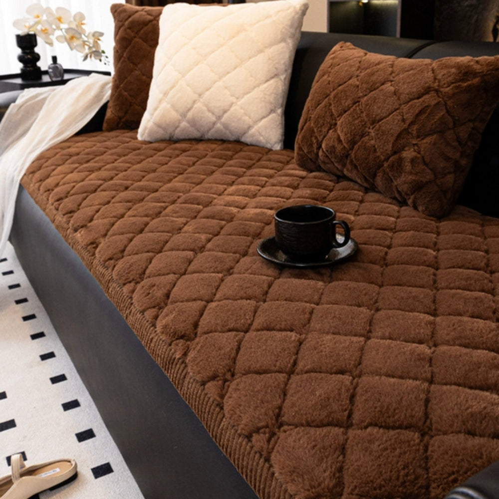 Soft Microfiber Non-Slip Sofa Cover in Luxe Diamond Style