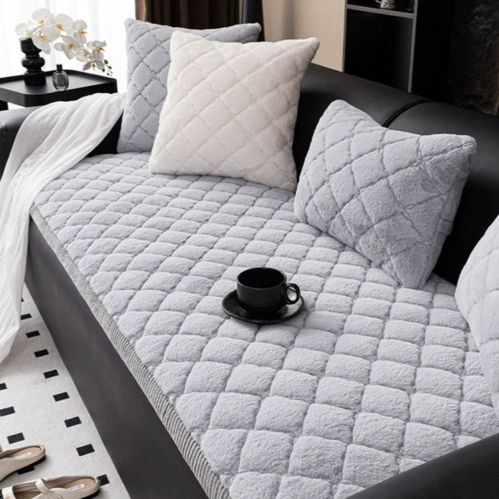 Soft Microfiber Non-Slip Sofa Cover in Luxe Diamond Style