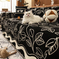 Elegant Chenille Sofa Cover in Leaf Pattern