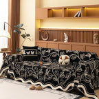 Elegant Chenille Sofa Cover in Leaf Pattern