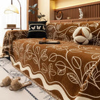 Elegant Chenille Sofa Cover in Leaf Pattern