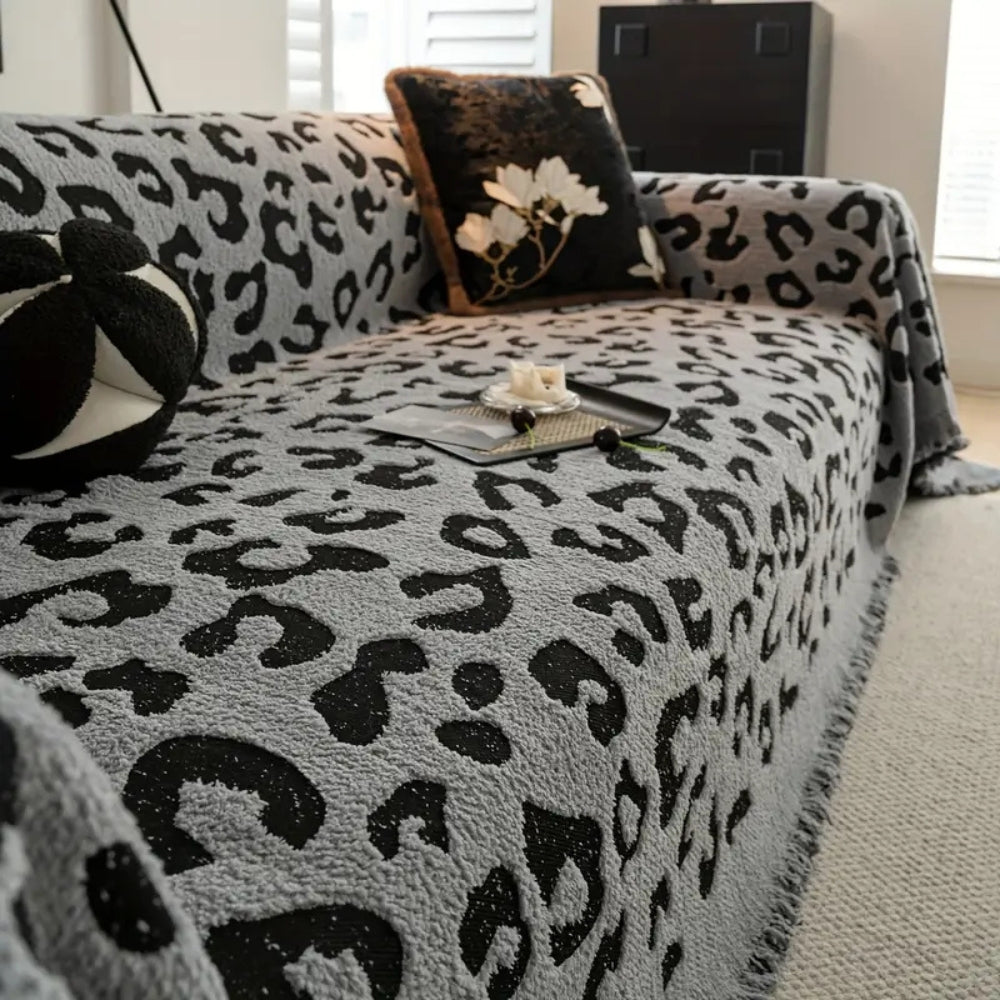 Thick Microfiber Sofa Cover in Leopard Pattern