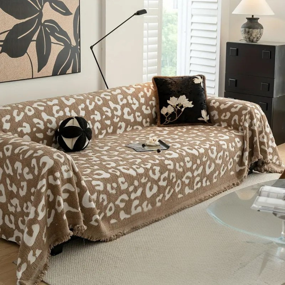 Thick Microfiber Sofa Cover in Leopard Pattern