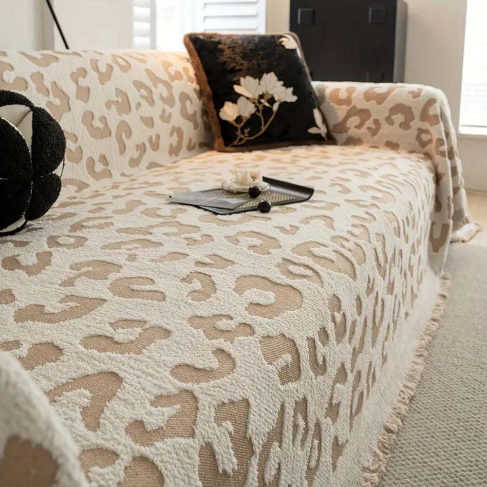 Thick Microfiber Sofa Cover in Leopard Pattern