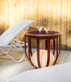 Outdoor Lamp Table with Metal Frame and Round Planter