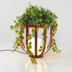 Outdoor Lamp Table with Metal Frame and Round Planter