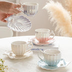 Ocean Pearl Elegance Ceramic Tea Cup Set - Coastal Inspired Design