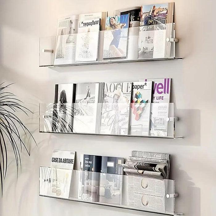 Sleek Acrylic Floating Wall Shelves - 2 Pack Stylish Storage Solution