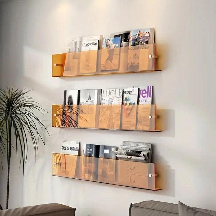 Sleek Acrylic Floating Wall Shelves - 2 Pack Stylish Storage Solution