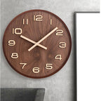 Nordic Elegance Walnut Wall Timepiece - Sleek Minimalist Design