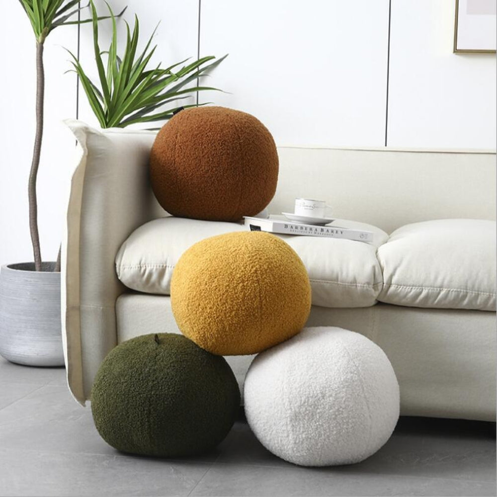 Soft Teddy Fleece Ball Pillow – Stylish Bouclé Cushion for Contemporary Decor