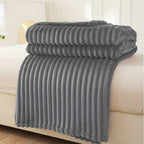 Soft Plush Ribbed Blanket – Cozy and Chic for Sofa or Bed