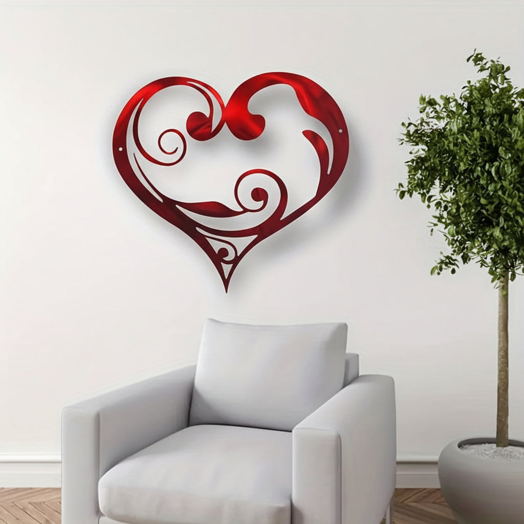 Vintage Floral Metal Heart Wall Art for Home Decoration
