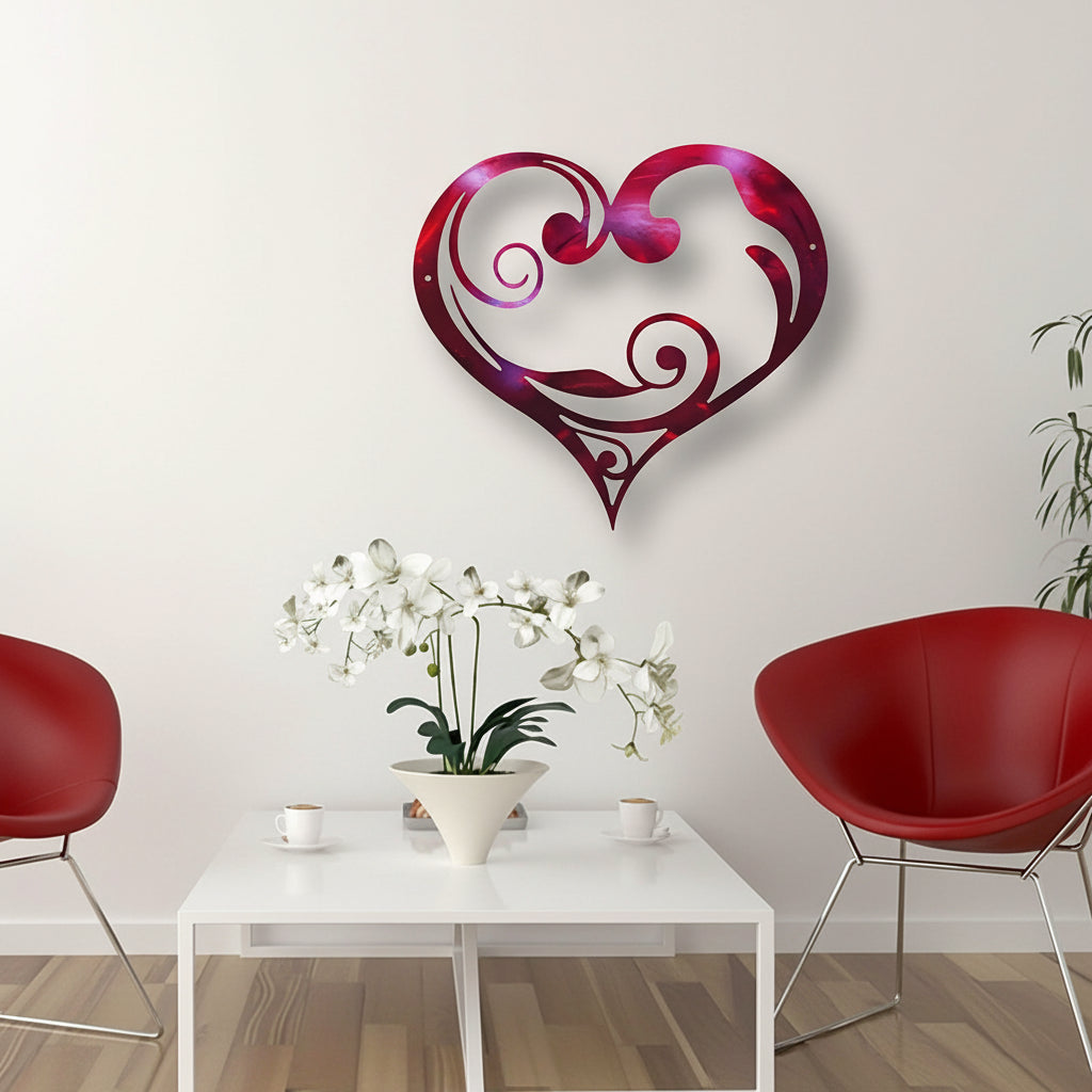Vintage Floral Metal Heart Wall Art for Home Decoration