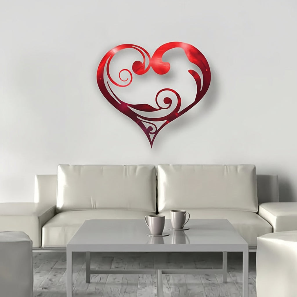 Vintage Floral Metal Heart Wall Art for Home Decoration
