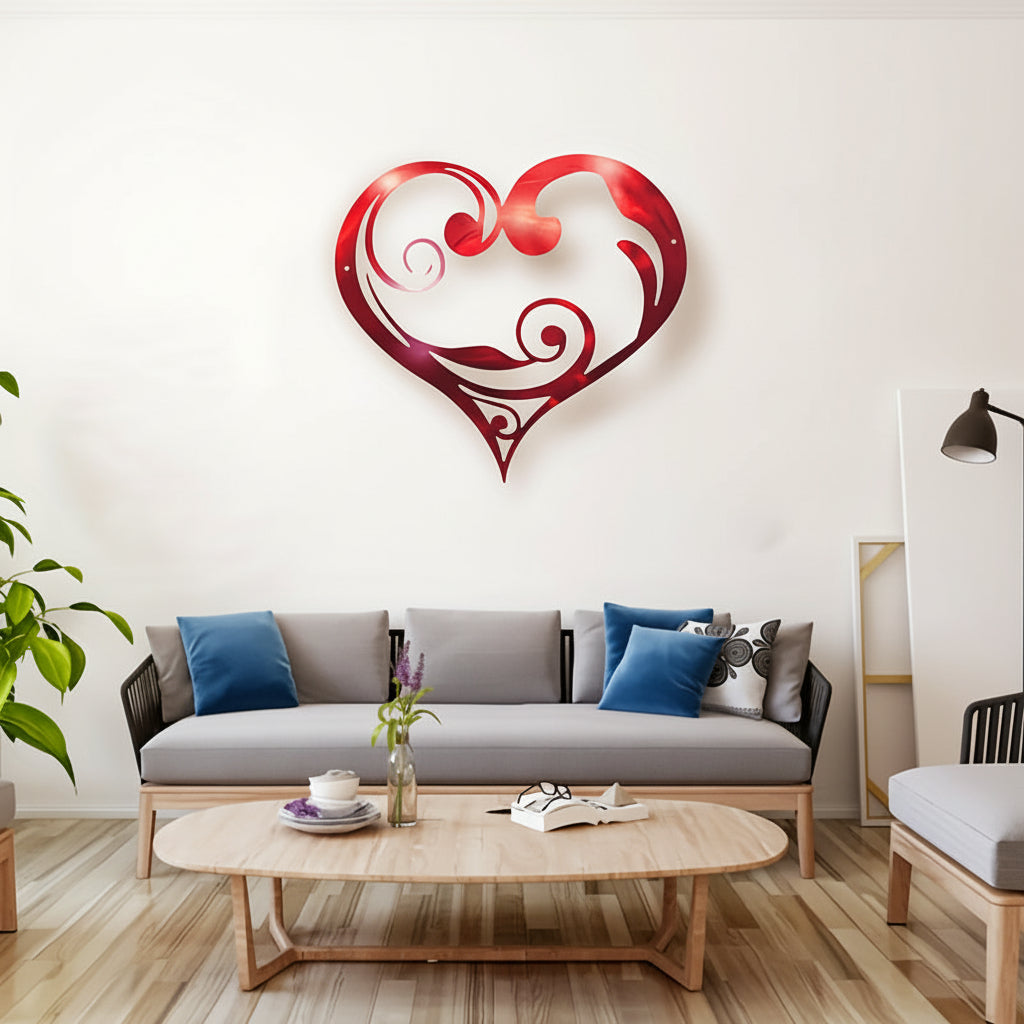 Vintage Floral Metal Heart Wall Art for Home Decoration