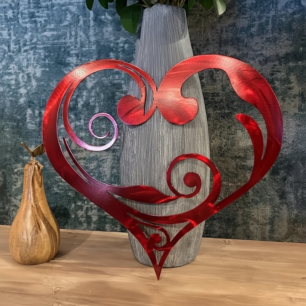 Vintage Floral Metal Heart Wall Art for Home Decoration