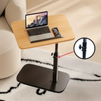 Adjustable C-Shaped Sofa Table in Walnut for Laptops
