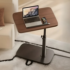 Adjustable C-Shaped Sofa Table in Walnut for Laptops