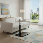 Adjustable C-Shaped Sofa Table in Walnut for Laptops