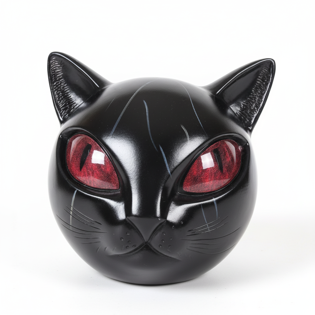 Mystical Cat Head Tabletop Art Sculpture in Resin for Home Decor