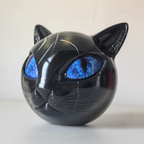 Mystical Cat Head Tabletop Art Sculpture in Resin for Home Decor