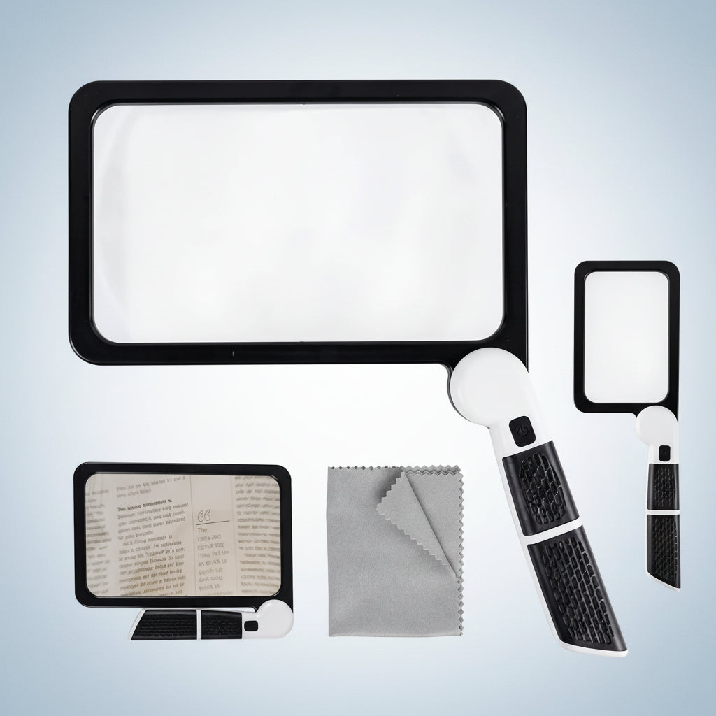 LED Lighted Full Page Reading Magnifier with Magnifying Glass