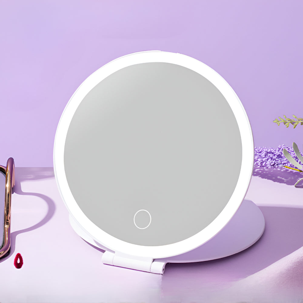 Compact Folding Travel Vanity Mirror with Light