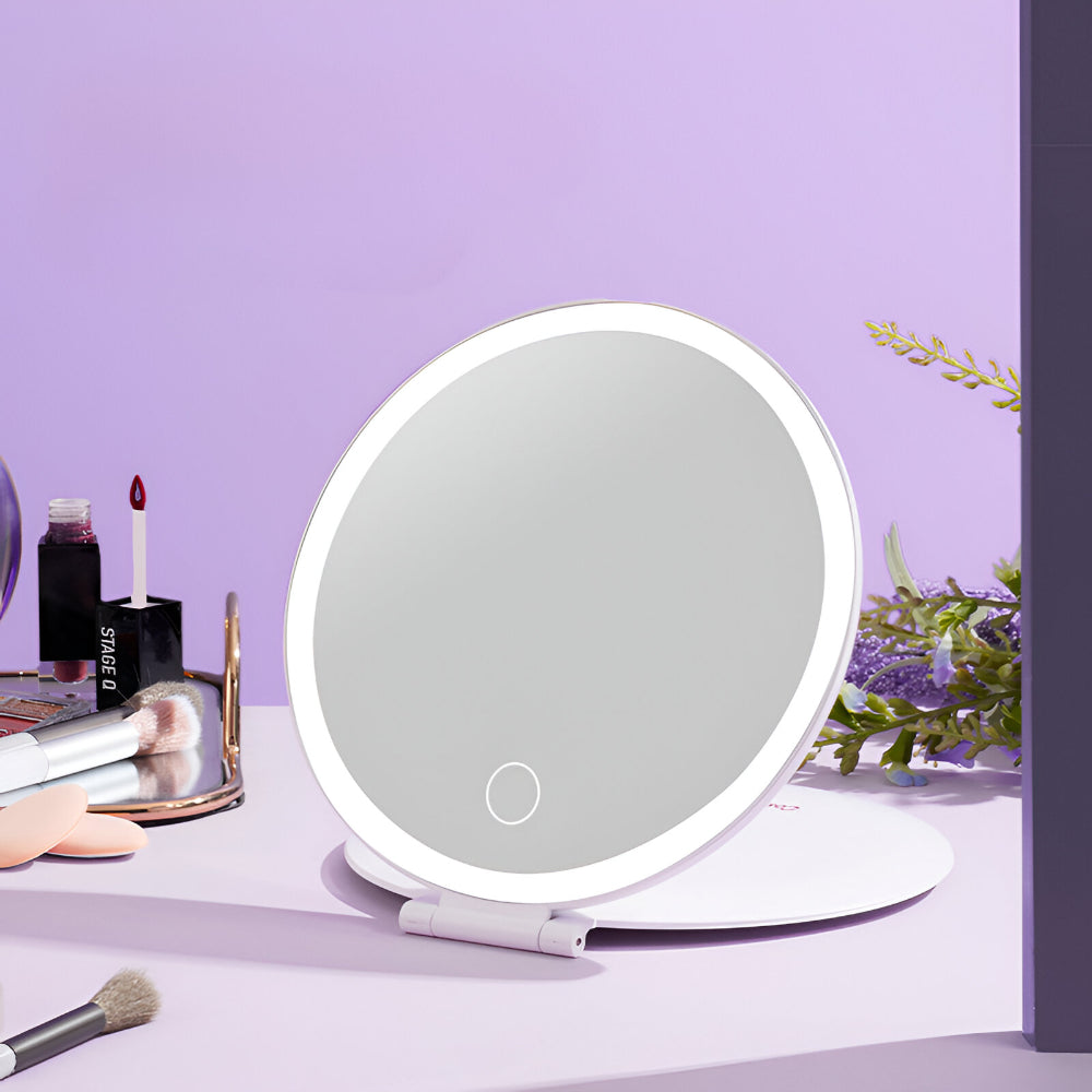 Compact Folding Travel Vanity Mirror with Light