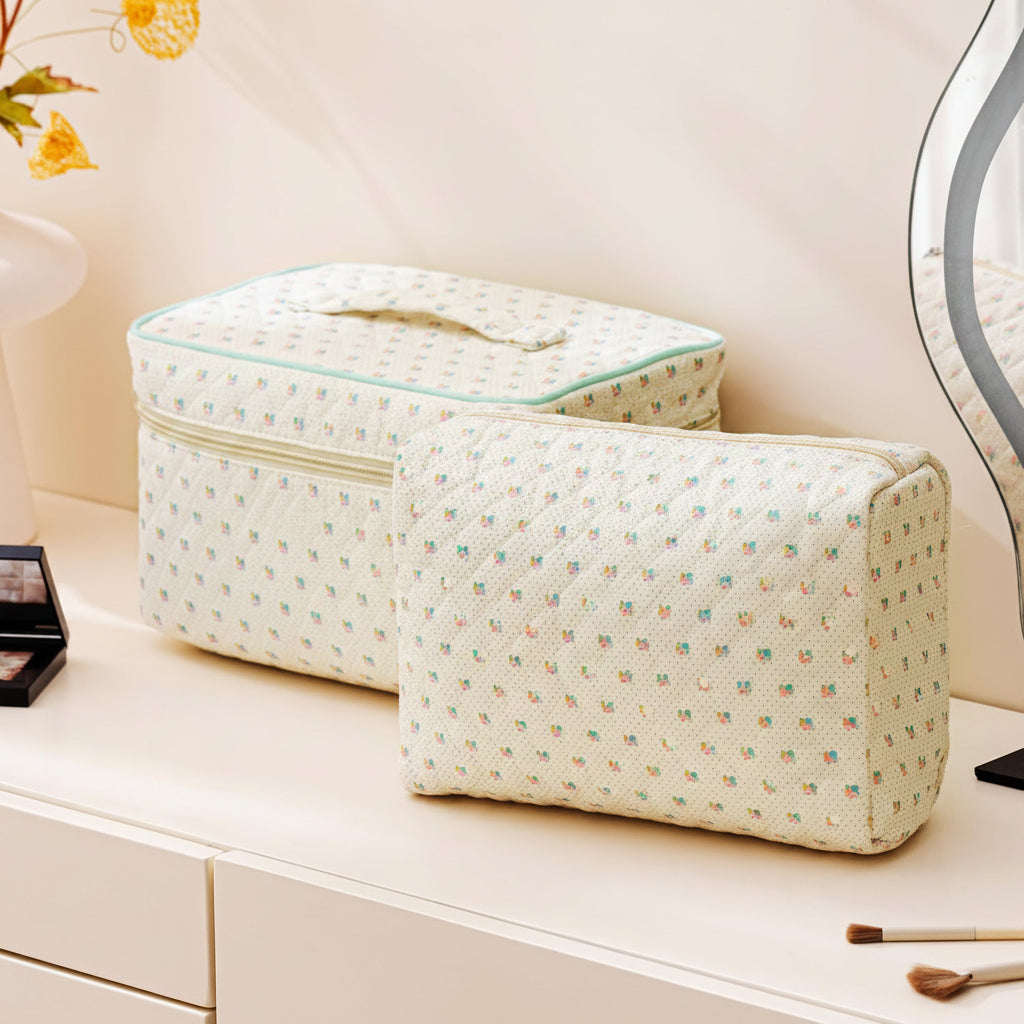 Floral Cotton Cosmetic Case for Travel – Mother's Day Gift