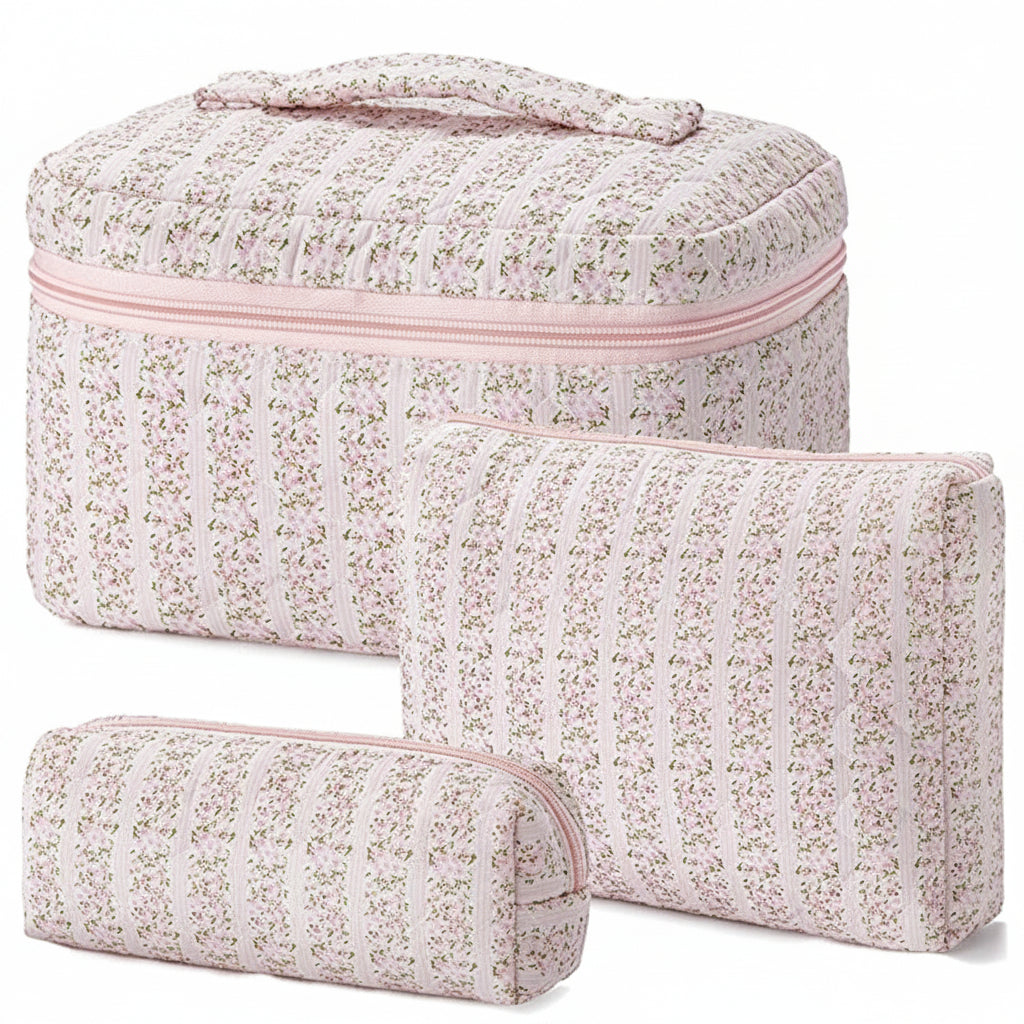 Floral Cotton Cosmetic Case for Travel – Mother's Day Gift