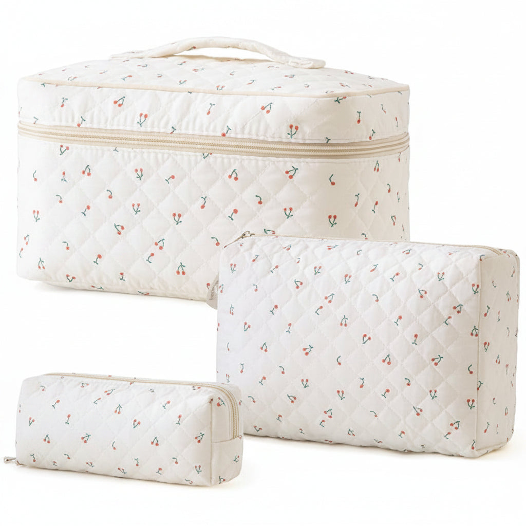 Floral Cotton Cosmetic Case for Travel – Mother's Day Gift