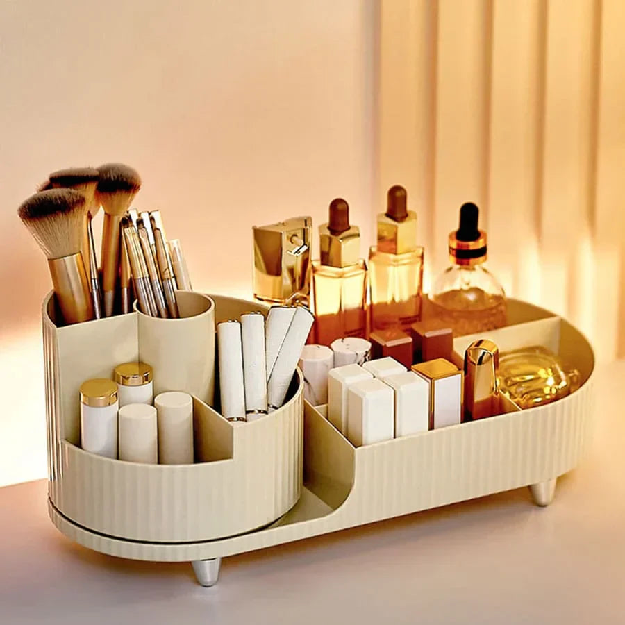Chic Rotating Cosmetic Storage for Vanity or Bathroom Makeup Organizer