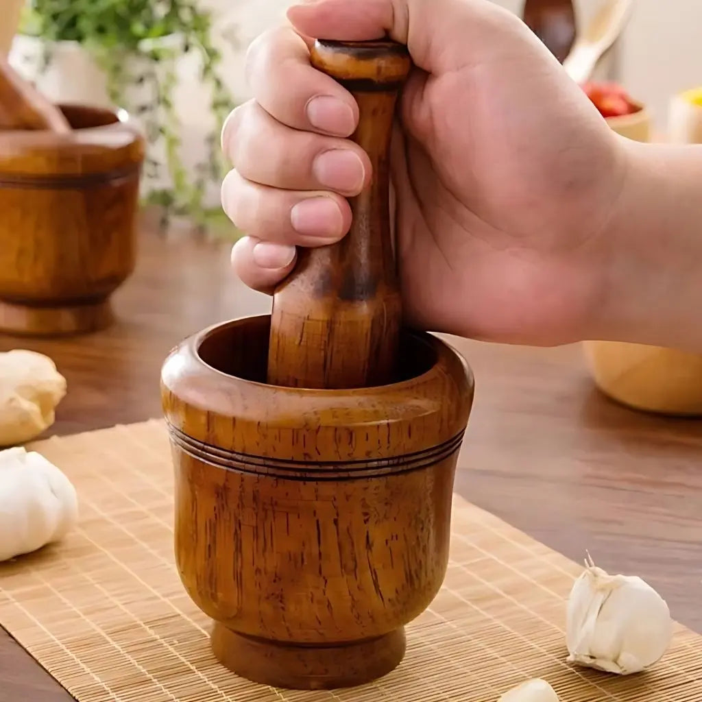 Heritage Wood Spice Crusher – Artisan Mortar & Pestle Set