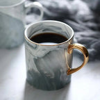 Elegance Marble-Inspired Coffee Mug with Luxe Gold Handle