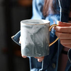 Elegance Marble-Inspired Coffee Mug with Luxe Gold Handle
