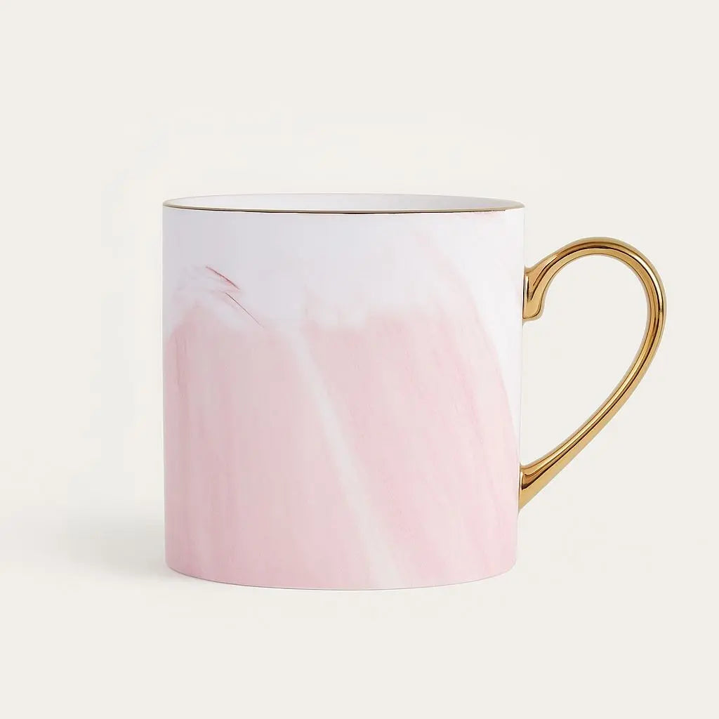 Elegance Marble-Inspired Coffee Mug with Luxe Gold Handle
