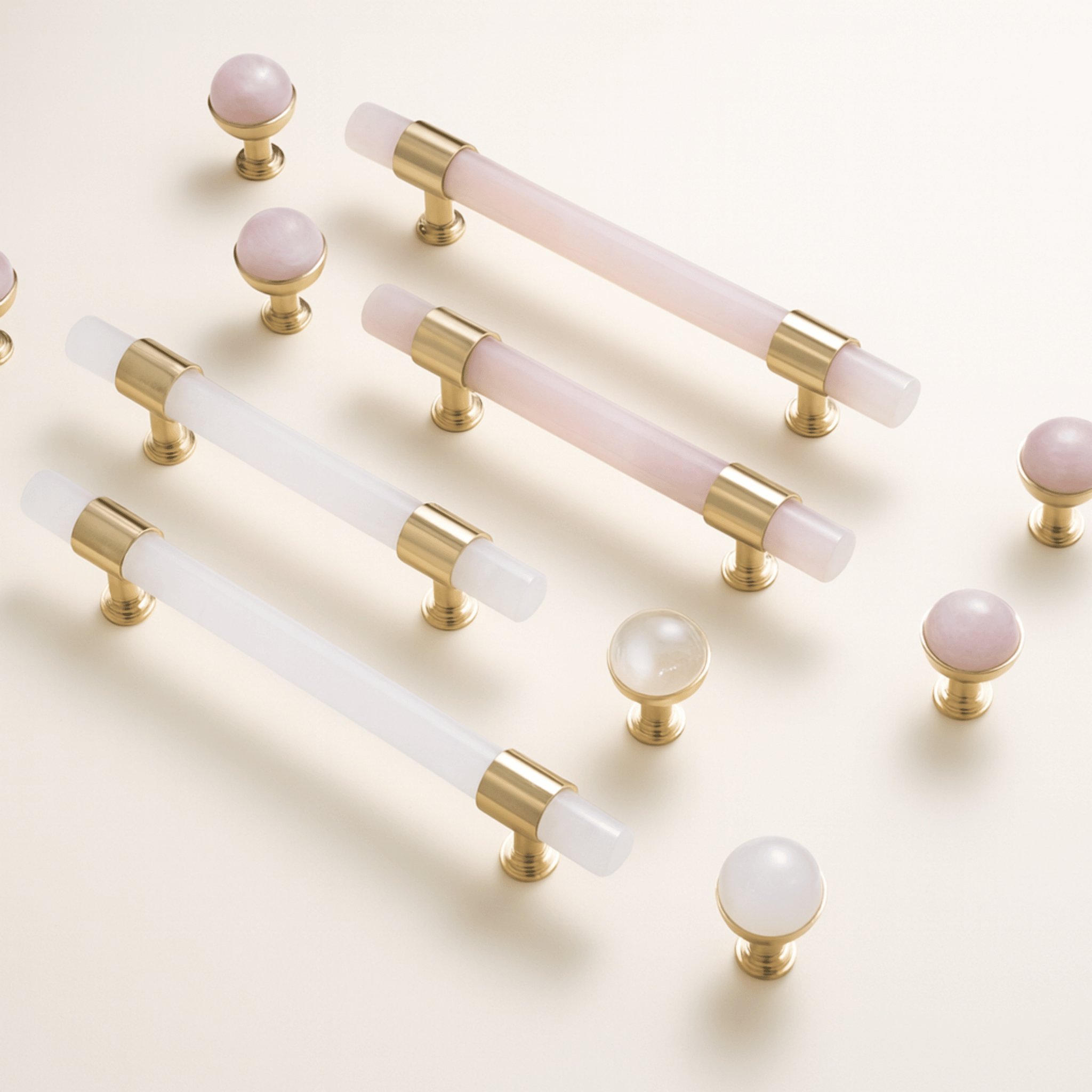 Elegant Stone and Brass Cabinet Pull