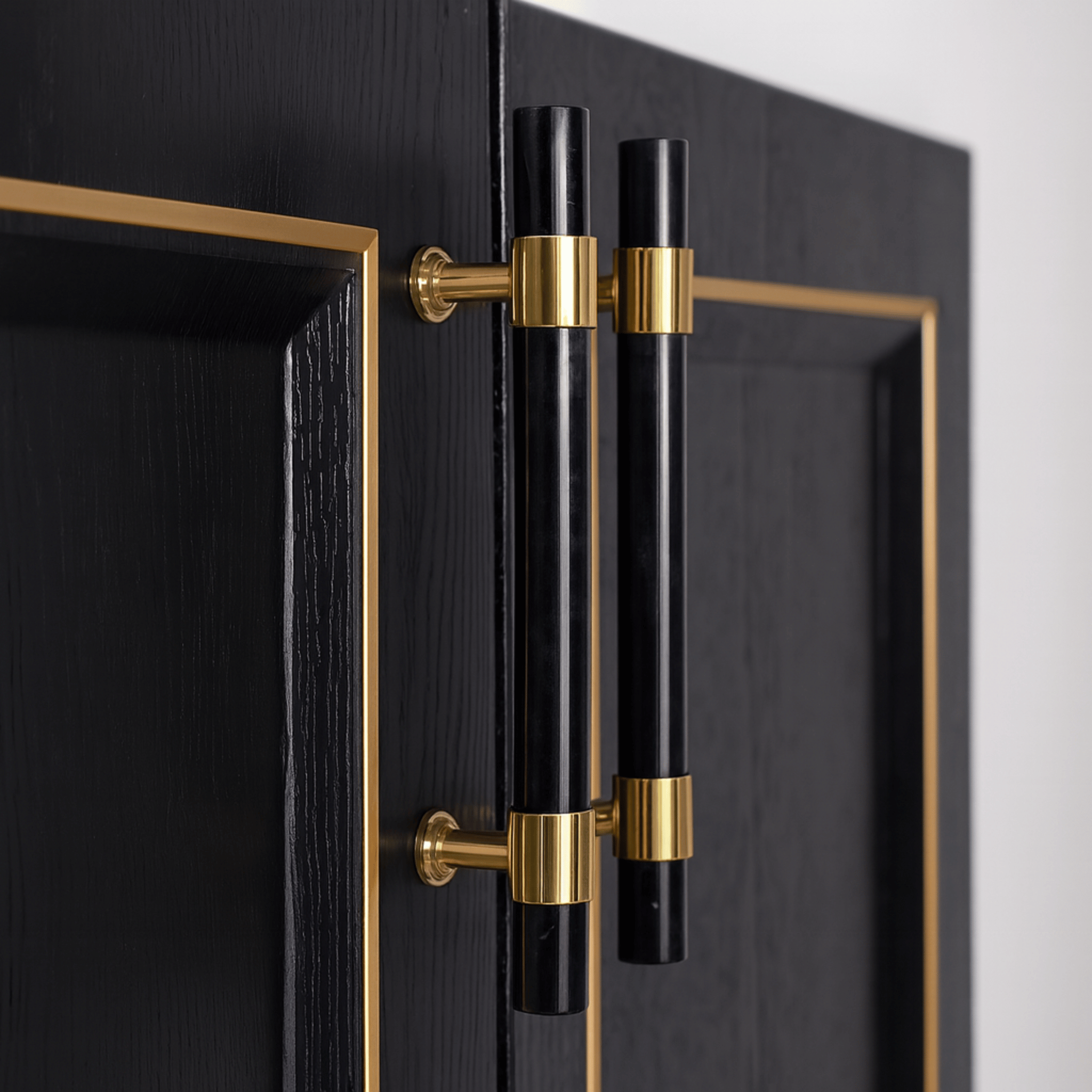 Elegant Stone and Brass Cabinet Pull