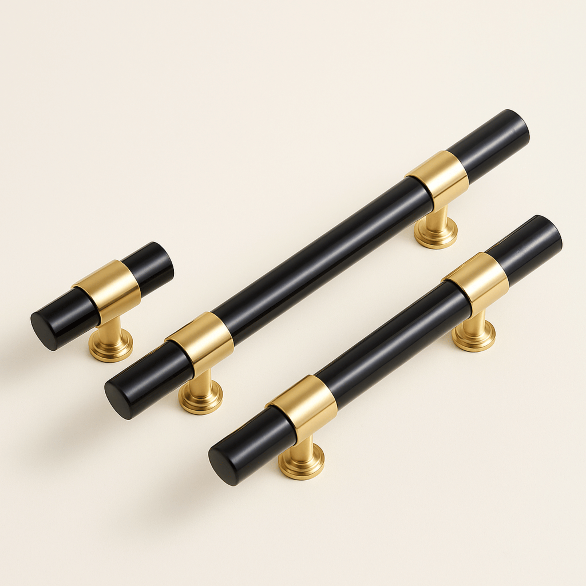 Elegant Stone and Brass Cabinet Pull