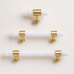 Elegant Stone and Brass Cabinet Pull