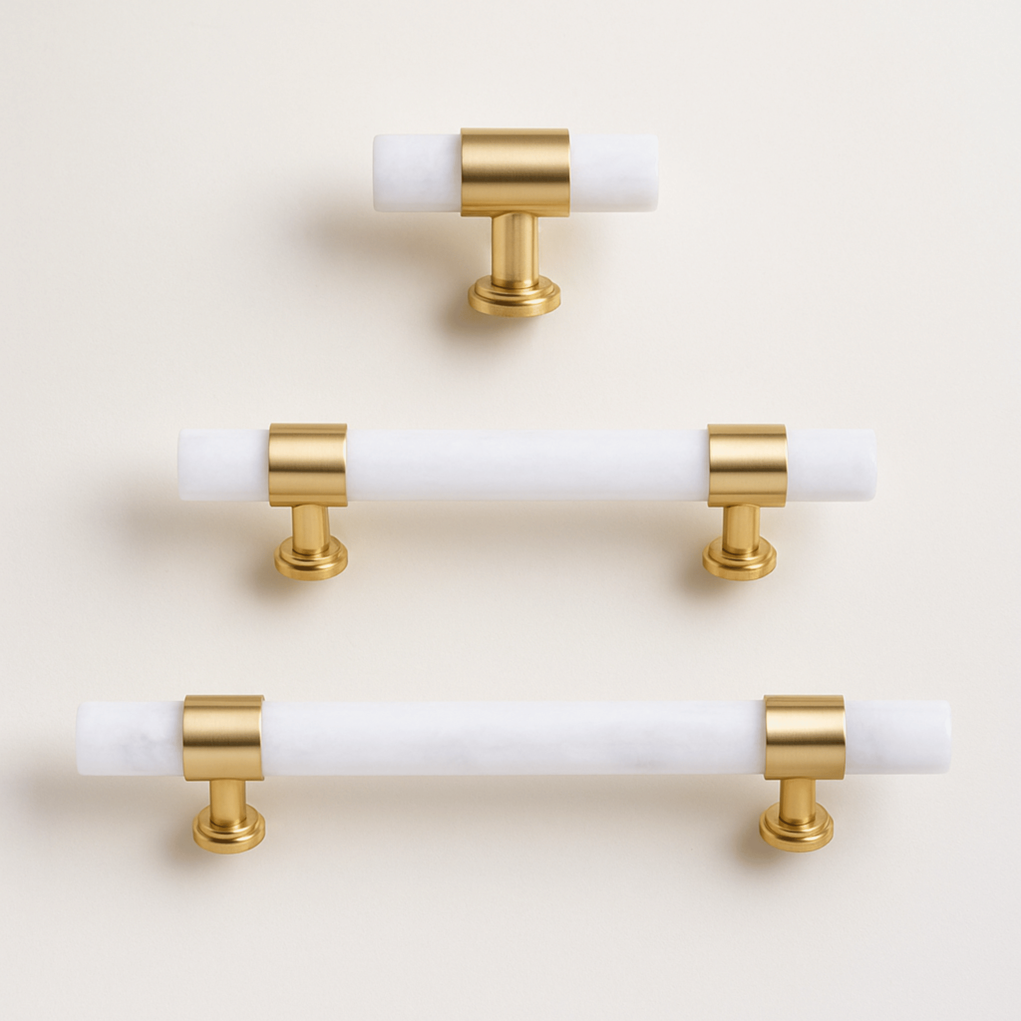 Elegant Stone and Brass Cabinet Pull