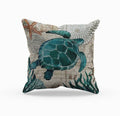 Decorative Cushion Cover with Marine Life Embroidery – Soft 17.72 x 17.72 Inch Pillow for Sofa