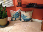 Decorative Cushion Cover with Marine Life Embroidery – Soft 17.72 x 17.72 Inch Pillow for Sofa