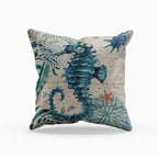 Decorative Cushion Cover with Marine Life Embroidery – Soft 17.72 x 17.72 Inch Pillow for Sofa